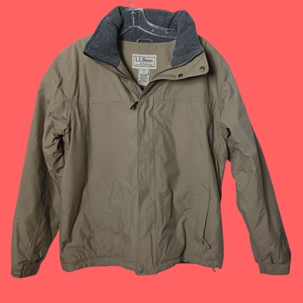 L.L.Bean Vtg Mens Jacket With Fleece Lining & Zip Green Small